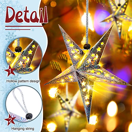 20 Set Christmas Paper Star Lanterns with LED Lights Hanging Decor N8251