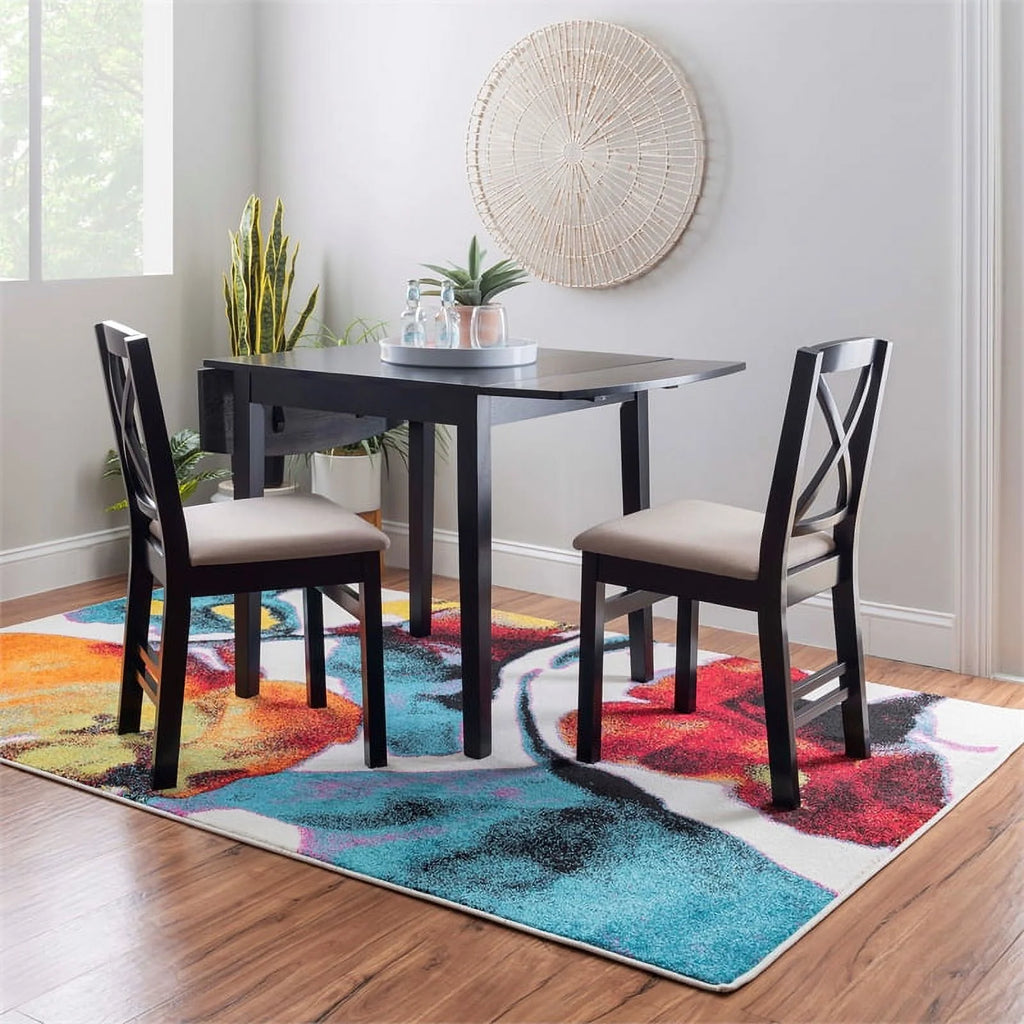 Square Wood Drop Leaf Table in Black P88507