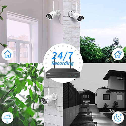 Wireless Security Camera System, 16CH 4K NVR, 4Pcs 3MP WiFi Cameras, Night Vision, Motion Detection, 1TB HDD P9721