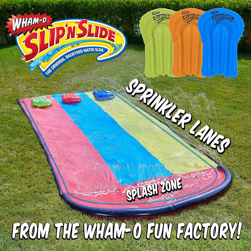 Triple Slip and Slide with 3 Bodyboards Lawn Water Slide Outdoor Water Toys for Kids P669
