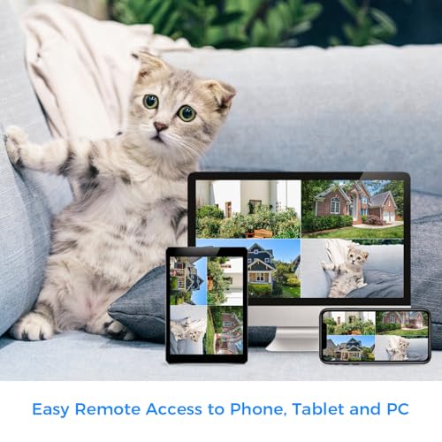 Wireless Security Camera System, 16CH 4K NVR, 4Pcs 3MP WiFi Cameras, Night Vision, Motion Detection, 1TB HDD P9721
