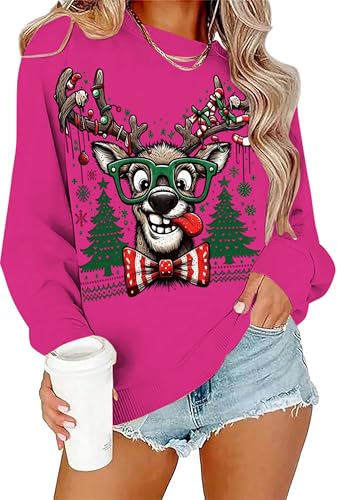 Funny Reindeer Christmas Sweatshirt Oversized Pullover K664011