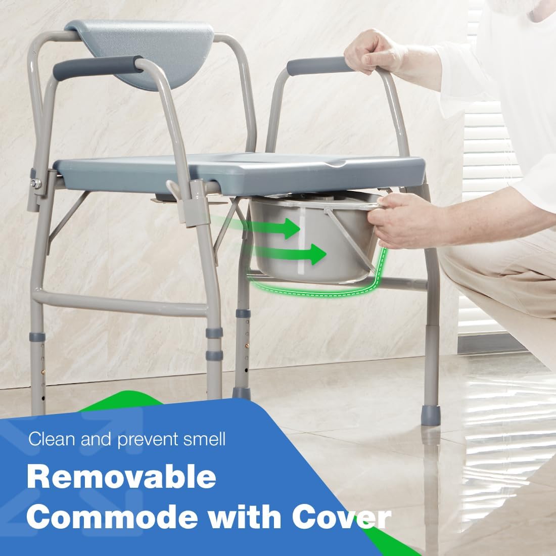 Bariatric Commode Chair with Drop Arms and Extra Wide Seat G78936