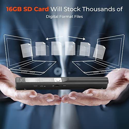 Portable Scanner for A4 Documents Photos, 900 DPI, Flat Scanning, Includes 16G SD Card I7693