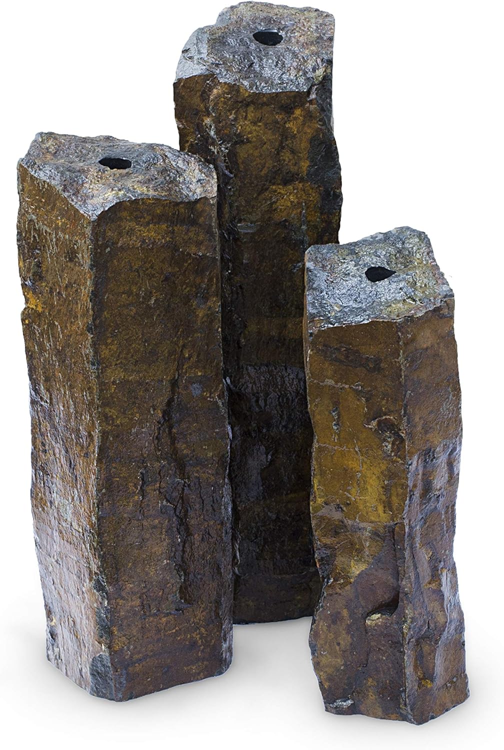 Basalt Stone Fountain Columns, Set of 3 B80748