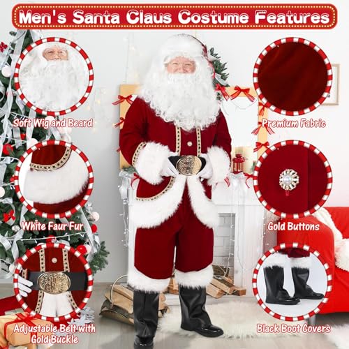 Men's Santa Costume Set Adult 11 Pieces Velvet N30992