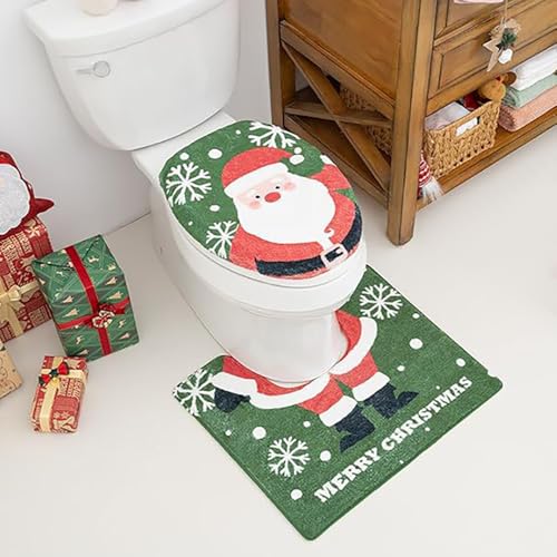 Christmas Bathroom Rugs with Toilet Seat Cover Non Slip U Shaped S66242