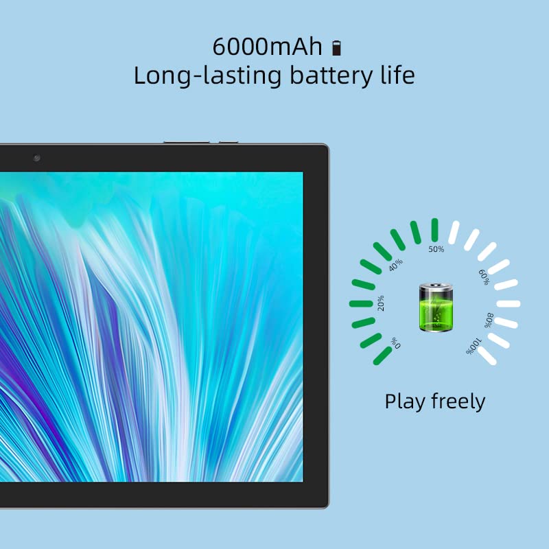 Tablet 10 inch Android 14 with Keyboard Case, Mouse, Stylus, 8GB+64GB, 1280*800 HD Touch Screen, 8MP Dual Camera, Wi-Fi Bluetooth, Blue B613