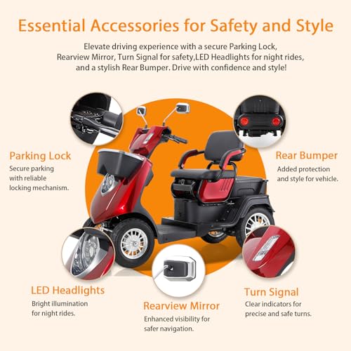 Heavy-Duty 4-Wheel Mobility Scooter for Seniors, 500 lbs Capacity, 3-Speed Mode J807194