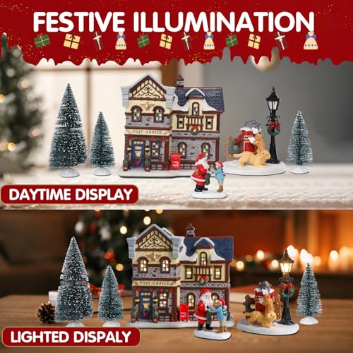 Christmas Ceramic Post Office Decoration with Lights G540