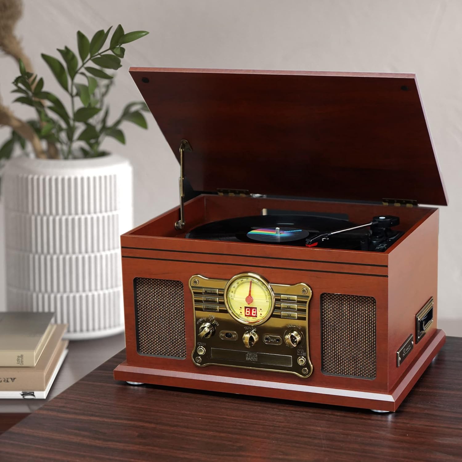 Bluetooth Record Player, 3-Speed Turntable with Speakers, LP to MP3 Converter X52207