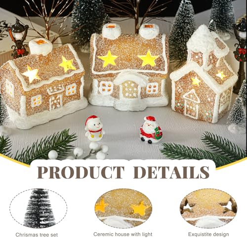 LED Christmas Gingerbread Village Decor with Houses and Trees X541