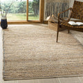 SAFAVIEH Cape Cod Collection Accent Rug - 3' x 5', Natural & Blue, Handmade Boho Braided Stripe Jute, Ideal for High Traffic Areas in Entryway, Living Room, Bedroom (CAP307M)