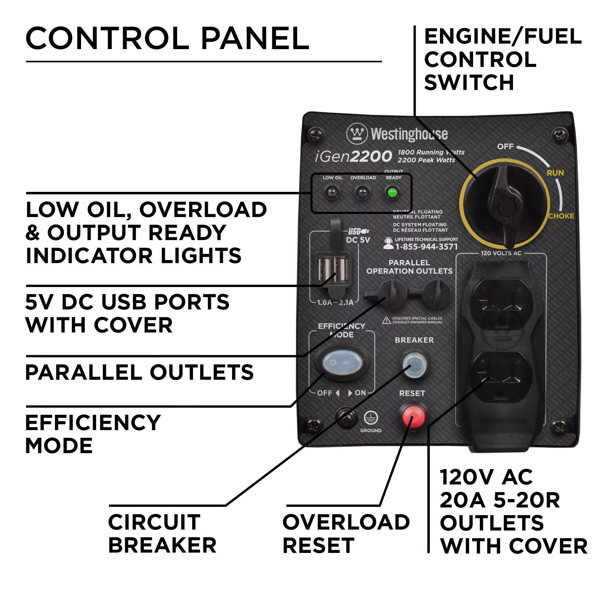 2200 Peak Watt Portable Gas Inverter Generator J7555