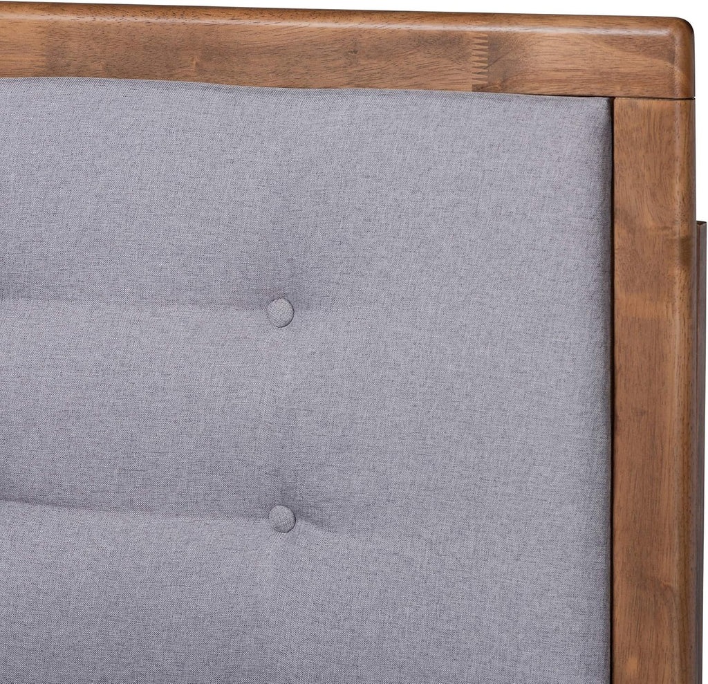 Full Platform Bed, Light Grey and Ash Walnut G537