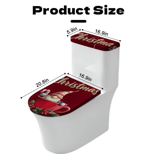 Christmas Toilet Lid Cover, Washable Seat and Tank Protector W1747