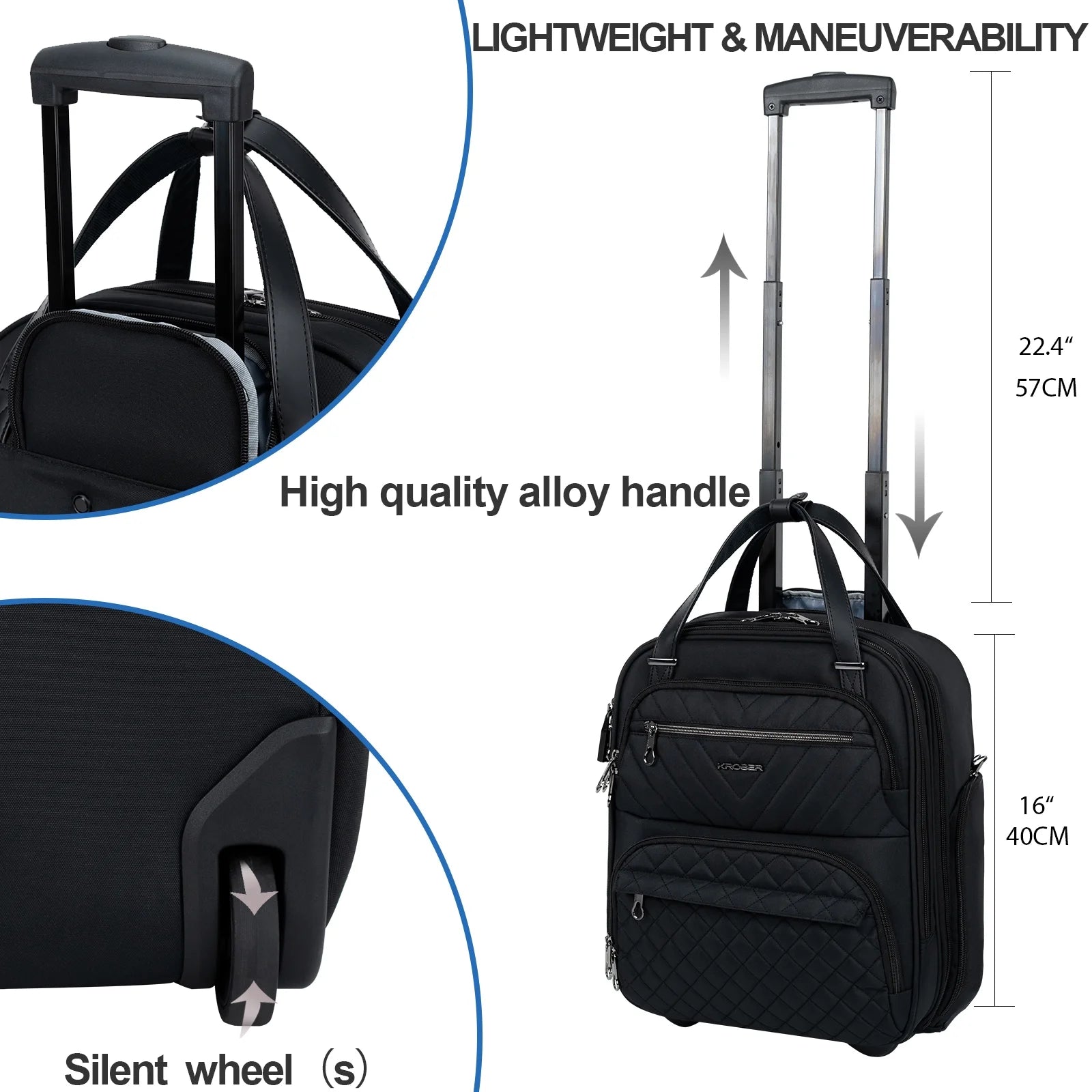 Carry On Underseat Lightweight Overnight Suitcase, 16-inch, Black J768