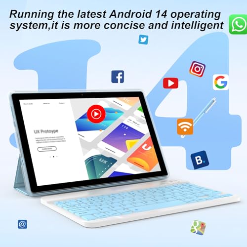 10 Inch Android Tablet with Keyboard Case Mouse Stylus J550018