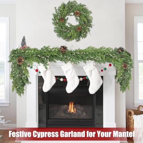 6 ft Christmas Cedar Garland - Realistic Greenery Cypress Artificial Pine Decor O44589