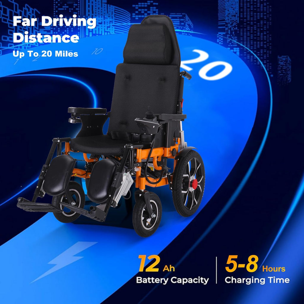 Lightweight Foldable Electric Wheelchair for Adults, 20" Seat, All Terrain J8970