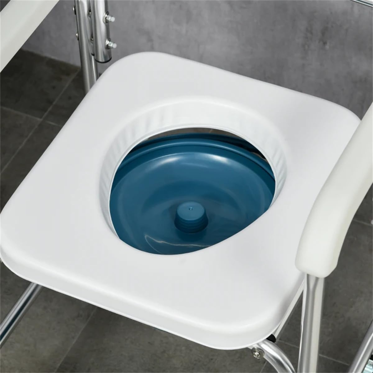 Shower Wheelchair with Commode, 4 Lockable Wheels, Adjustable I31146