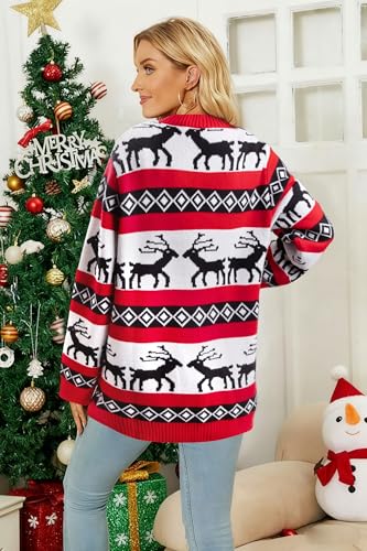 Funny Christmas Cardigan for Women Open Front Knit Coat W4033