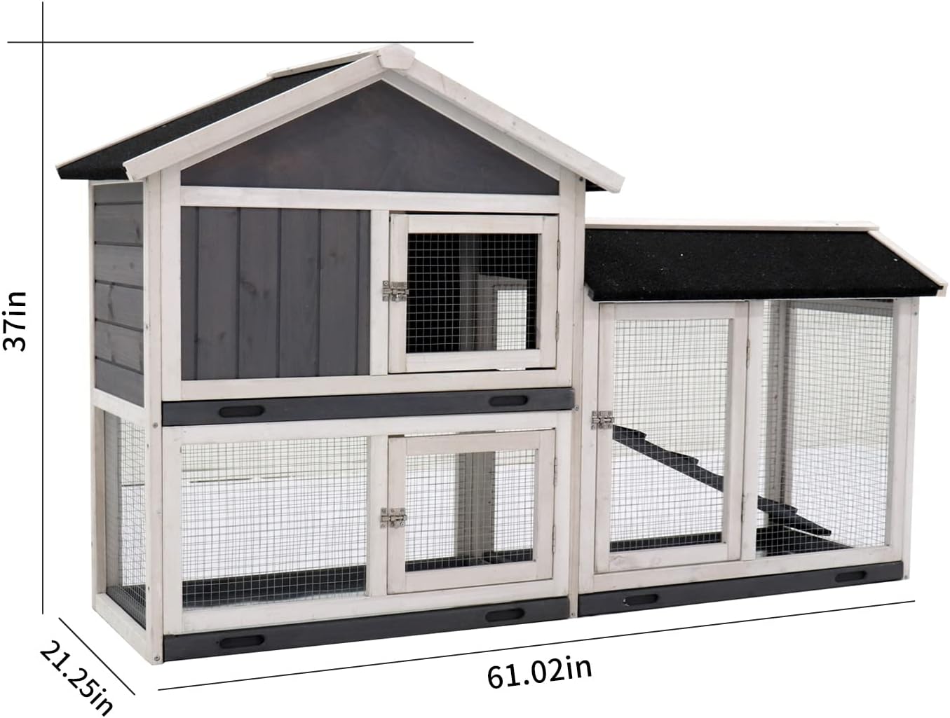 Rabbit Hutch with Run, No Leak Tray, UV Panel P37872