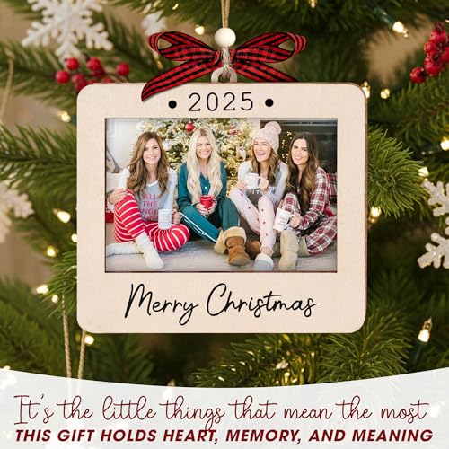 Christmas Ornament Picture Frame - Wooden Landscape Photo Frame for Tree U347