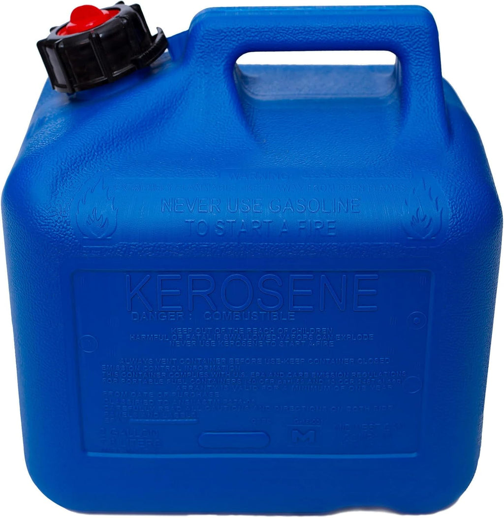 2-Gallon EPA & CARB Compliant Kerosene Gas Can Fuel Container with Flame Shield, Blue (4 Pack) S2632
