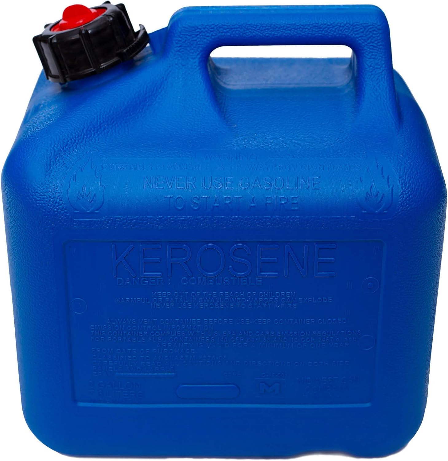 2-Gallon EPA & CARB Compliant Kerosene Gas Can Fuel Container with Flame Shield, Blue (4 Pack) S2632