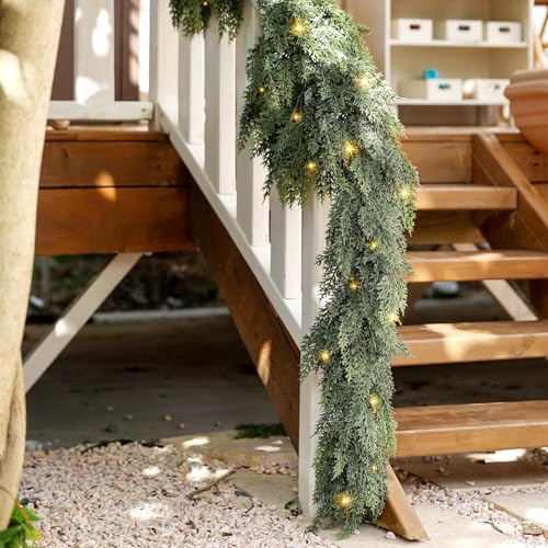9ft Prelit Faux Pine Garland with Lights for Mantle K657616