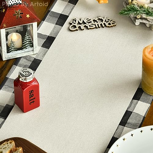Buffalo Plaid Christmas Trees Table Runner, Winter Holiday Kitchen Dining Decor, 13 x 108 Inch D48516