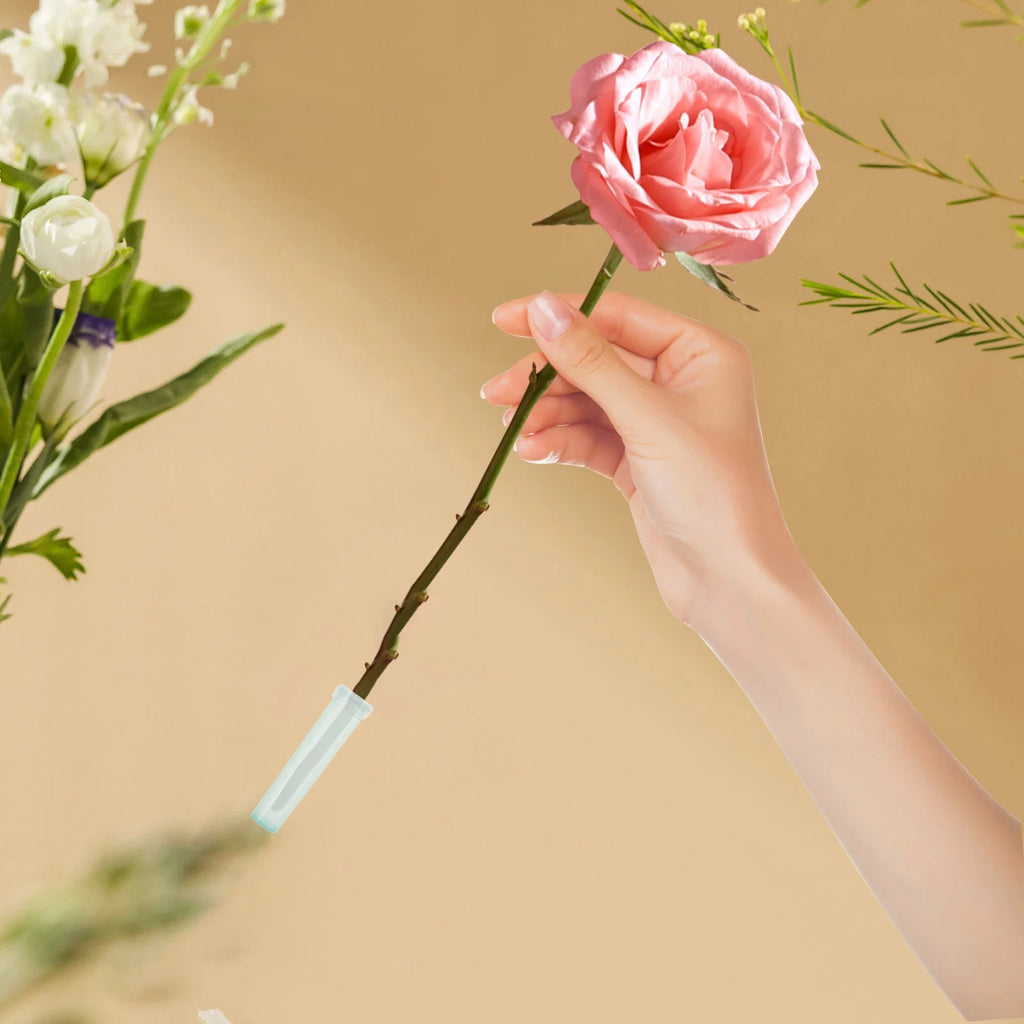 100 Pcs Water Tubes for Flowers Floral Plastic Vases Light Green S902327