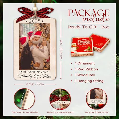 Christmas Ornament Picture Frame - Wooden Landscape Photo Frame for Tree U347