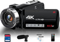 4K Camcorder Video Camera Ultra HD 44MP Vlogging Camera for YouTube 18X Digital Zoom Camcorder 3.0" IPS Screen Video Recorder with External Mic, Controller, 2 Batteries and 32G SD Card