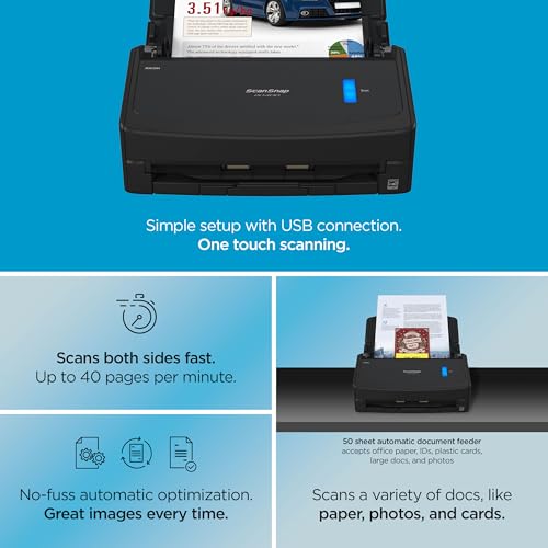 Document Scanner with Auto Document Feeder for Mac or PC, Black L95560