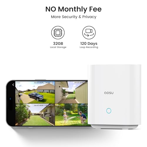 Wireless Outdoor Security Cameras, 4-Cam Kit, Solar Powered, 360° Pan & Tilt, 2K Color Night Vision M4408