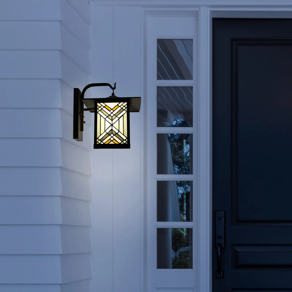 Outdoor Mission Stained Glass Wall Sconce Q698