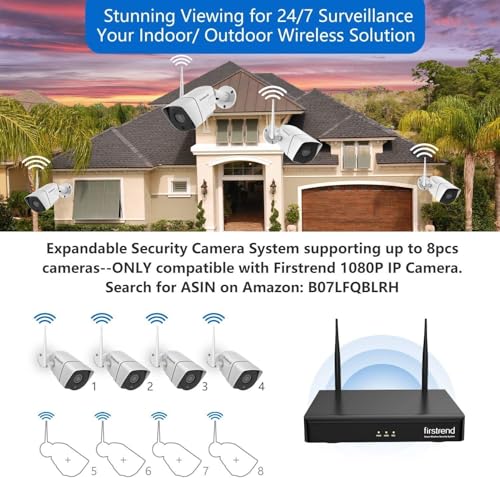 Wireless Security Camera System 8CH NVR 3TB Hard Drive Night Vision Motion Detection App Indoor Outdoor L595
