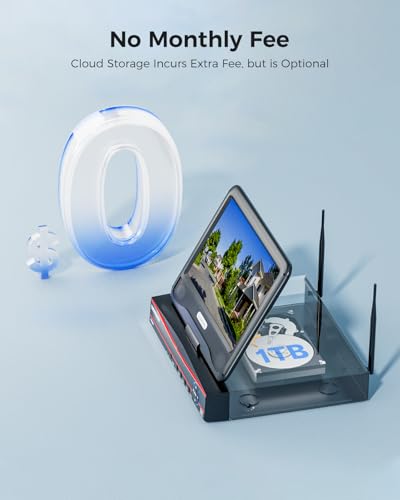Wireless Security Camera System, 16CH 4K NVR, 4Pcs 3MP WiFi Cameras, Night Vision, Motion Detection, 1TB HDD P9721