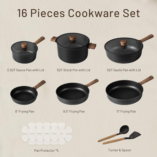 Nonstick Pots and Pans Set, 16-Piece Induction Cookware Z4255