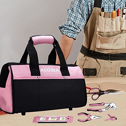 Pink Tool Bag, 13 Inch with 12 Storage Pockets Y313