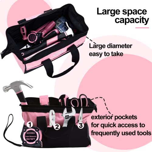 Pink Tool Bag, 13 Inch with 12 Storage Pockets Y313