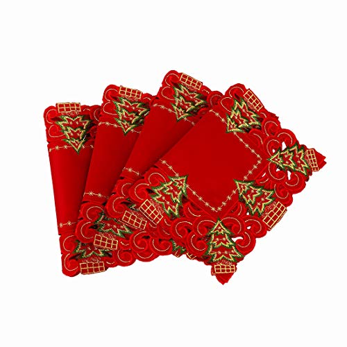Embroidered Christmas Holly Tree Table Runner, Rectangular 16 x 72 Inch J70567
