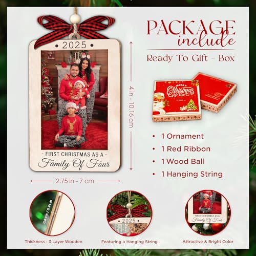 Christmas Ornament Picture Frame - Wooden Landscape Photo Frame for Tree U347