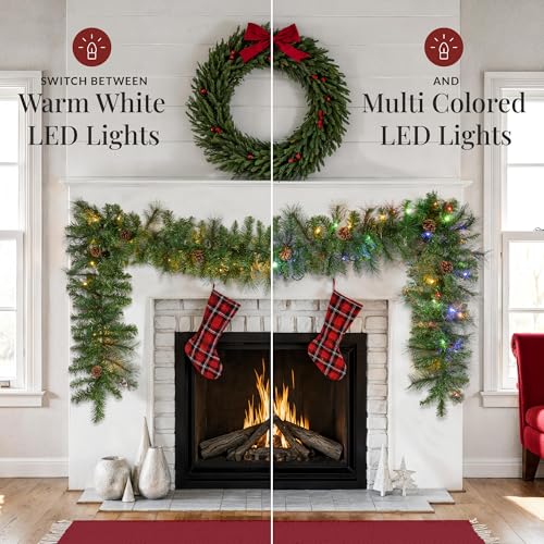 Pre-Lit Holiday Christmas Garland for Stairs, Fireplace with 50 Lights U582051