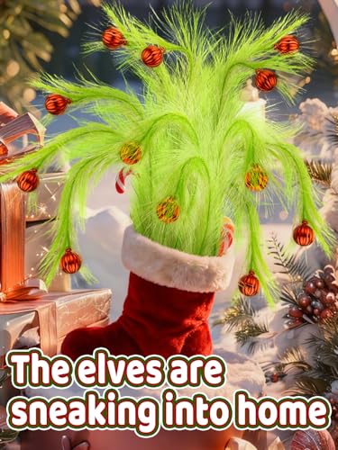 Lime Green Fluffy Curly Christmas Tree Picks with Red Ball, 8 Pieces P907332