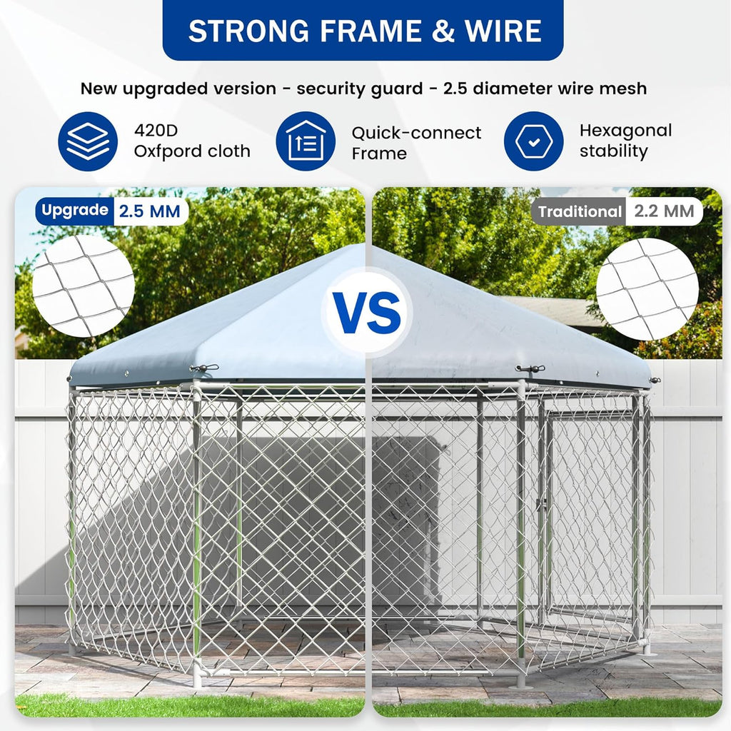 Large Dog Kennel Outdoor with Roof and Metal Gate S1274