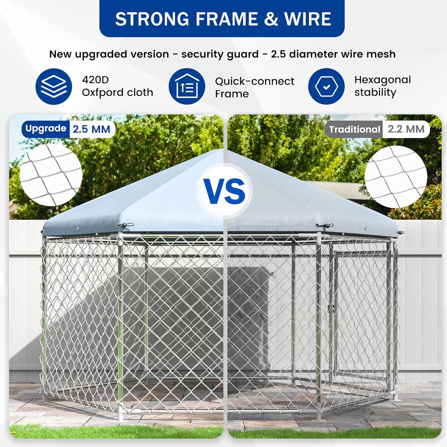 Large Dog Kennel Outdoor with Roof and Metal Gate S1274