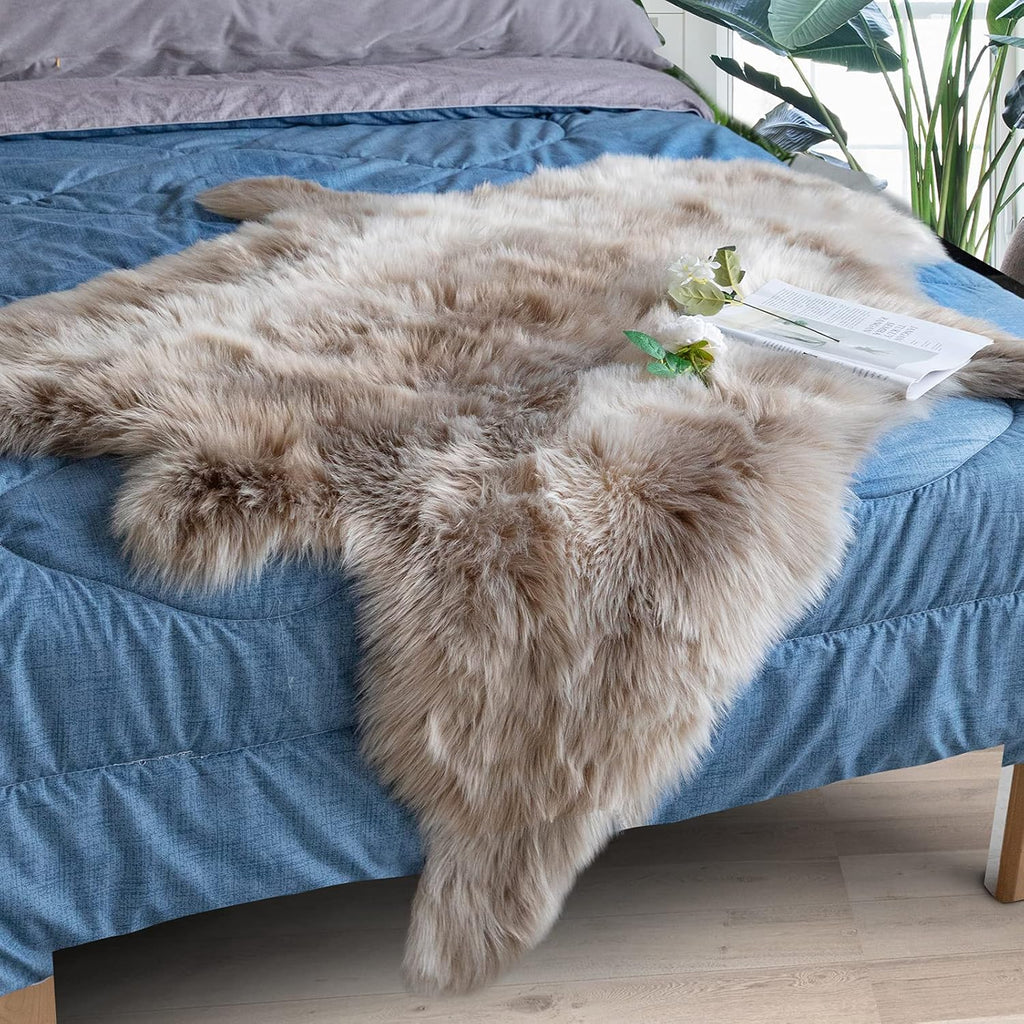 Faux Fur Area Rug for Bedroom Living Room, 4ft x 5ft, Brown L167629